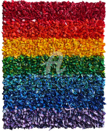 Painting titled "Rainbow 50x40 Mexic…" by Christophe Sola, Original Artwork, Oil Mounted on Wood Stretcher frame