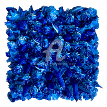 Peinture intitulée "Mini Deep Blue 10x10" par Christophe Sola, Œuvre d'art originale, Huile Monté sur Châssis en bois