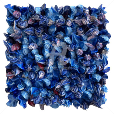 Ζωγραφική με τίτλο "Blue, White & Red" από Christophe Sola, Αυθεντικά έργα τέχνης, Λάδι Τοποθετήθηκε στο Ξύλινο φορείο σκελε…