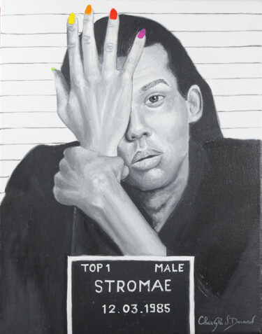 Pittura intitolato "Stromae, arrêté pou…" da Christophe Stephan Durand, Opera d'arte originale, Olio Montato su Telaio per b…