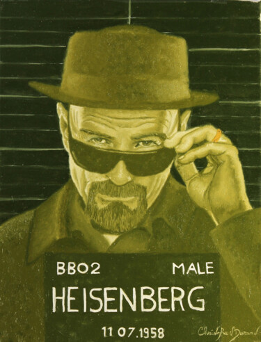 Painting titled "HEISENBERG, arrêté…" by Christophe Stephan Durand, Original Artwork, Oil Mounted on Wood Stretcher frame
