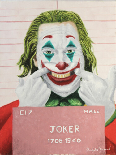Malerei mit dem Titel "Joker, arrêté pour…" von Christophe Stephan Durand, Original-Kunstwerk, Öl Auf Keilrahmen aus Holz mo…