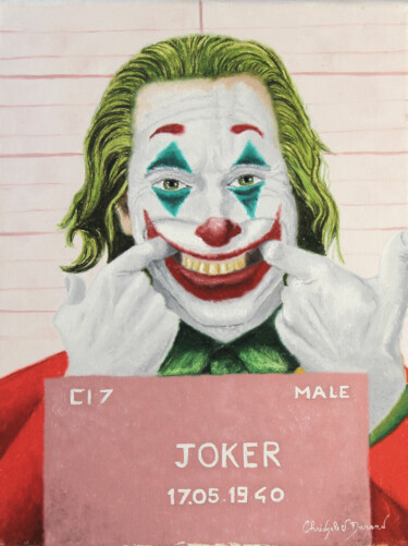 Peinture intitulée "Joker, arrêté pour…" par Christophe Stephan Durand, Œuvre d'art originale, Huile Monté sur Châssis en bo…