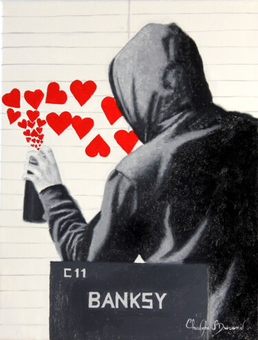 Pittura intitolato "BANKSY, arrêté pour…" da Christophe Stephan Durand, Opera d'arte originale, Olio
