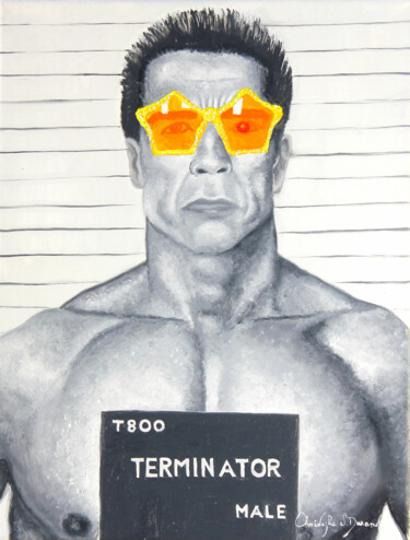 Painting titled "Terminator, arrêté…" by Christophe Stephan Durand, Original Artwork, Oil Mounted on Wood Stretcher frame