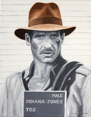 Painting titled "Indiana Jones, arrê…" by Christophe Stephan Durand, Original Artwork, Oil Mounted on Wood Stretcher frame