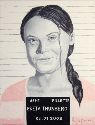Ζωγραφική με τίτλο "Greta, punie pour a…" από Christophe Stephan Durand, Αυθεντικά έργα τέχνης, Λάδι Τοποθετήθηκε στο Ξύλινο…