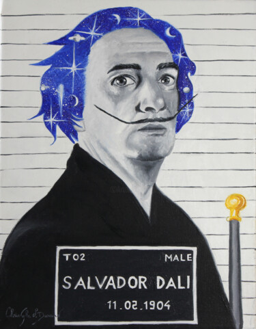 Painting titled "Dali 2" by Christophe Stephan Durand, Original Artwork, Oil Mounted on Wood Stretcher frame
