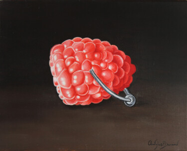 Painting titled "Framboise" by Christophe Stephan Durand, Original Artwork, Oil Mounted on Wood Stretcher frame