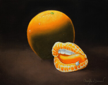 Painting titled "Baisé juteux" by Christophe Stephan Durand, Original Artwork, Oil Mounted on Wood Stretcher frame