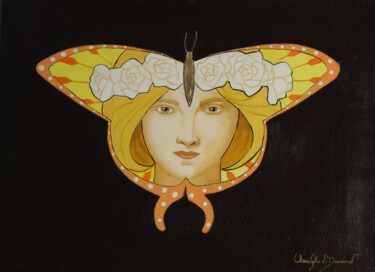 Pittura intitolato "papillon Veronique" da Christophe Stephan Durand, Opera d'arte originale, Olio Montato su Telaio per bar…