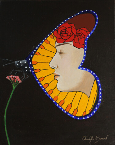Peinture intitulée "papillon vitrail" par Christophe Stephan Durand, Œuvre d'art originale, Huile Monté sur Châssis en bois