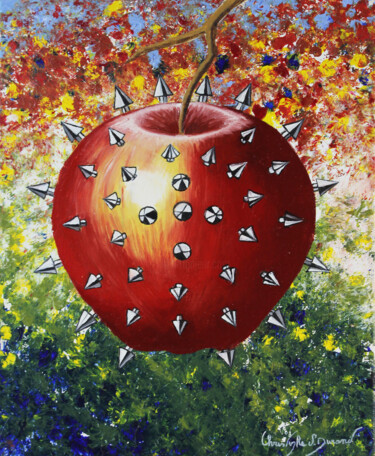 Painting titled "La pomme d'Adam" by Christophe Stephan Durand, Original Artwork, Oil