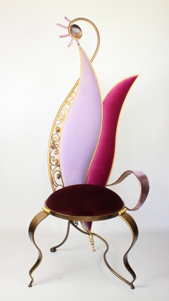 Diseño titulada "chaise trône Fleur" por Christophe Talec, Obra de arte original, Mueble