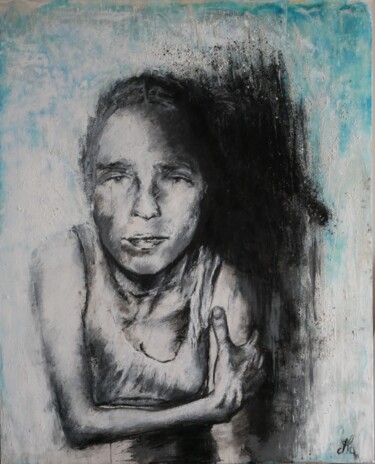 Drawing titled "Portrait d'un équil…" by Christophe Thomas, Original Artwork, Charcoal Mounted on Wood Panel