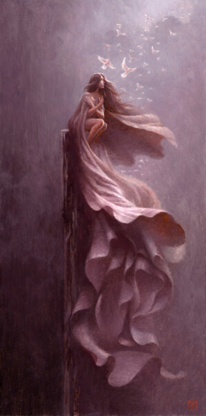 Pintura intitulada "Glimmer Of Hope" por Christophe Vacher, Obras de arte originais, Óleo