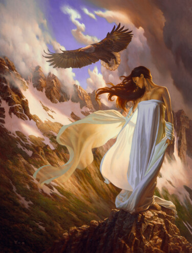 Painting titled "Spirit Rising" by Christophe Vacher, Original Artwork, Oil