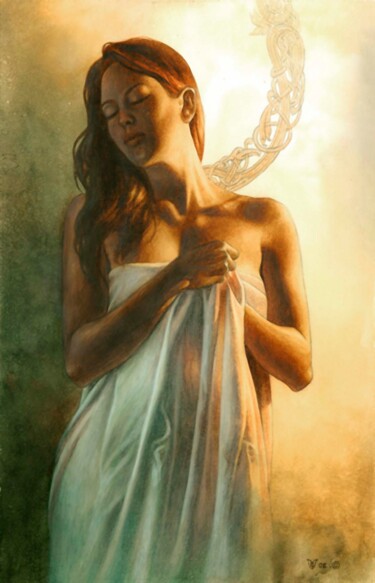 Painting titled "Sacred hour / study" by Christophe Vacher, Original Artwork, Oil