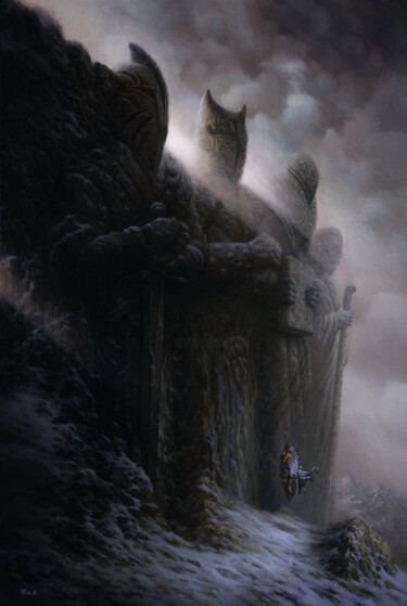 Painting titled "the giants" by Christophe Vacher, Original Artwork, Oil