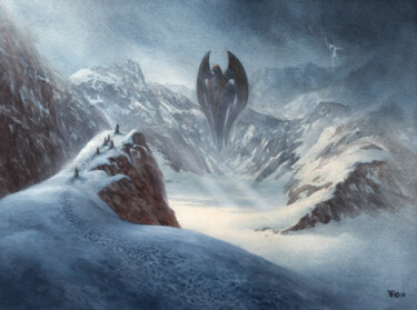 Painting titled "Sons Of Horus" by Christophe Vacher, Original Artwork, Watercolor