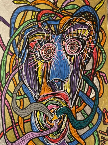 Dessin intitulée "Medusa appeased" par Christophe Verger-Lecocq, Œuvre d'art originale, Marqueur