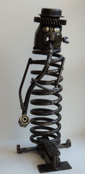 Sculpture intitulée "le saxophoniste" par Christophe Vivies, Œuvre d'art originale, Métaux