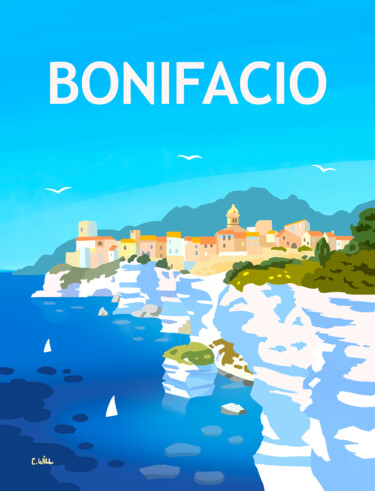 Desenho intitulada "Affiche de Bonifacio" por Christophe Williart, Obras de arte originais, Pintura digital