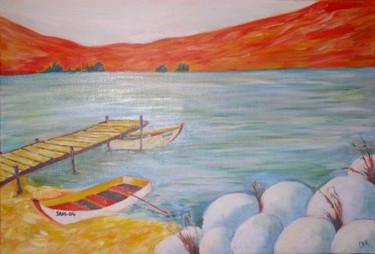 Peinture intitulée "le lac" par Christophe Caux, Œuvre d'art originale