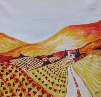 Peinture intitulée "Vignobles" par Christophe Caux, Œuvre d'art originale