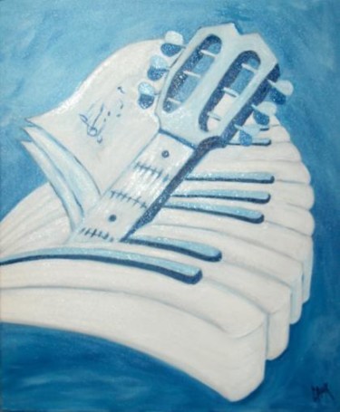 Peinture intitulée "Musique bleue" par Christophe Caux, Œuvre d'art originale