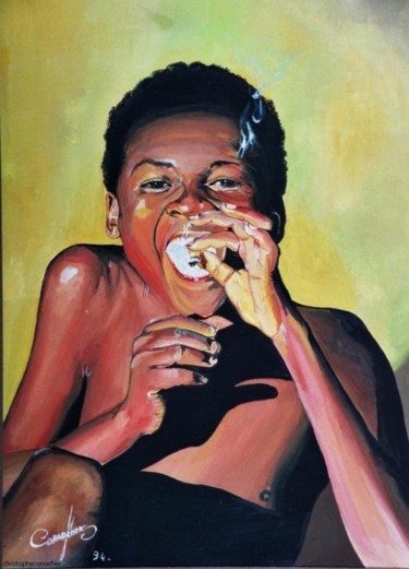 Peinture intitulée "le jeune fumeur" par Christophe Corrocher, Œuvre d'art originale, Autre