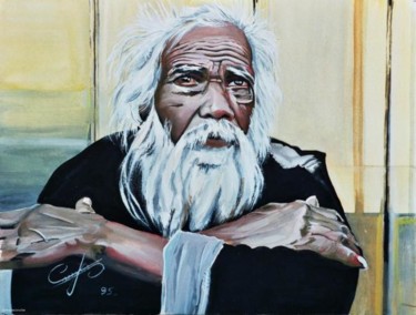 Peinture intitulée "le vieux" par Christophe Corrocher, Œuvre d'art originale