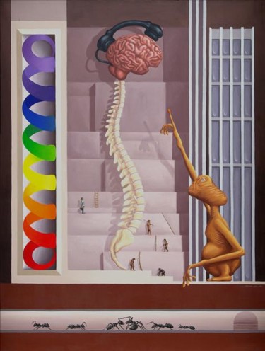 Peinture intitulée "Téléphone Cerveau" par Christophe Daras, Œuvre d'art originale
