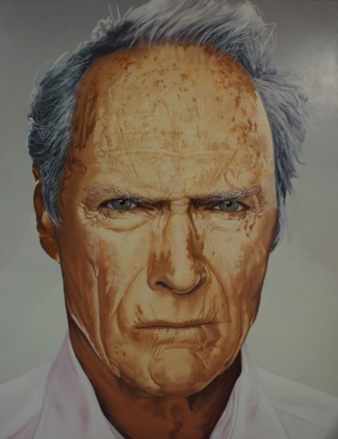 Painting titled "Clint Eastwood" by Christophe Daras, Original Artwork, Oil