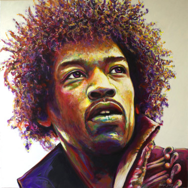 Pittura intitolato "Jimi Hendrix" da Christophe Daras, Opera d'arte originale