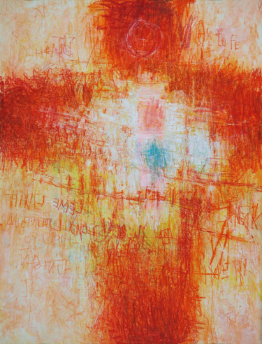 Ζωγραφική με τίτλο "Croce di sangue-tec…" από Christophe Dupin, Αυθεντικά έργα τέχνης, Ακρυλικό