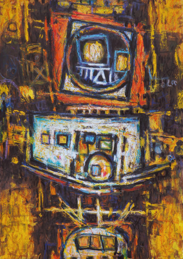 Painting titled "scary-smile346-tech…" by Christophe Dupin, Original Artwork, Acrylic