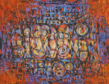 Peinture intitulée "faces-technique-mix…" par Christophe Dupin, Œuvre d'art originale, Acrylique Monté sur Châssis en bois