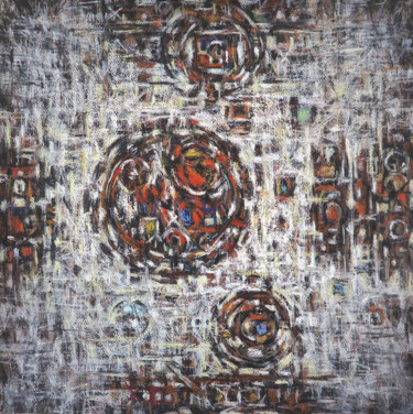 Peinture intitulée "Middle age orbs-tec…" par Christophe Dupin, Œuvre d'art originale, Acrylique Monté sur Châssis en bois