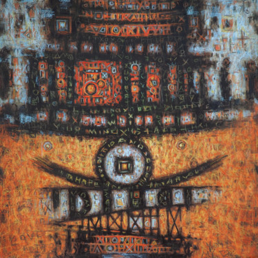 Pittura intitolato "temple-technique-mi…" da Christophe Dupin, Opera d'arte originale, Acrilico Montato su Telaio per barell…