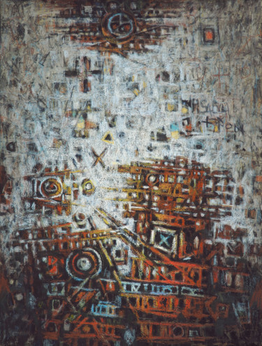 Painting titled "9.11-technique-mixt…" by Christophe Dupin, Original Artwork, Acrylic Mounted on Wood Stretcher frame