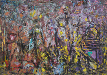 Peinture intitulée "champs de désolation" par Christophe Dupin, Œuvre d'art originale, Pastel