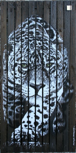 Painting titled "leopard-160-80.jpg" by Christophe Durand, Original Artwork, Acrylic