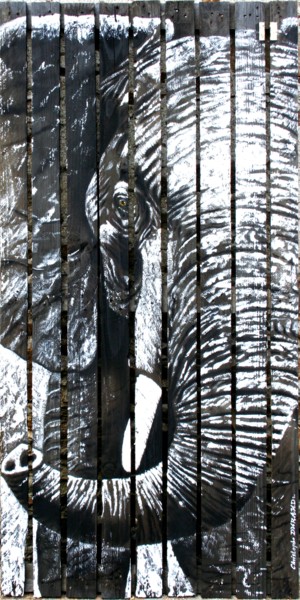 Картина под названием "elephant-160-80.jpg" - Christophe Durand, Подлинное произведение искусства, Акрил