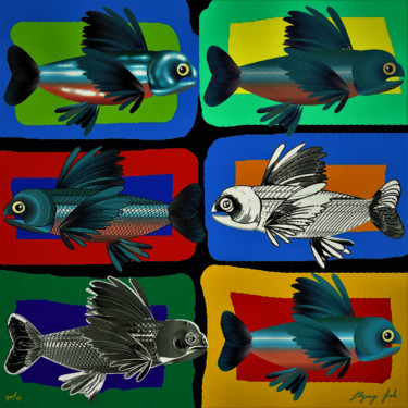 Artes digitais intitulada "Poisson volant" por Christophe Gol, Obras de arte originais, Trabalho Digital 2D