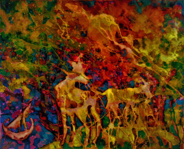 Картина под названием "The goats island" - Christophe Gol, Подлинное произведение искусства, Акрил