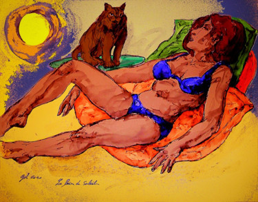Disegno intitolato "Le bain de soleil" da Christophe Gol, Opera d'arte originale, Fotografia digitale