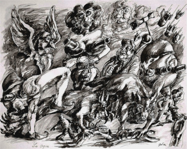 Rysunek zatytułowany „Les Ogres” autorstwa Christophe Gol, Oryginalna praca, Atrament