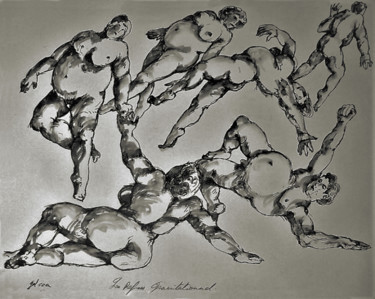 Рисунок под названием "Le refus gravitatio…" - Christophe Gol, Подлинное произведение искусства, Чернила