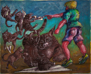 Zeichnungen mit dem Titel "Les joueurs" von Christophe Gol, Original-Kunstwerk, Kugelschreiber